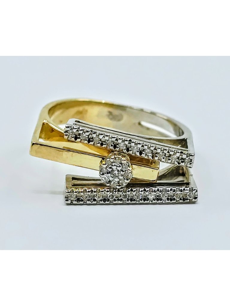 Unique 14k Solid Two Tone Multi Color Gold Ladies Motion Diamond Ring  Size 65